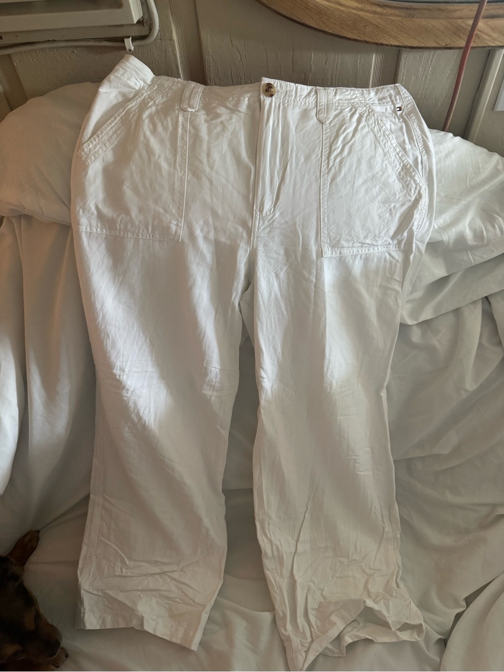 White womens Casual Cotton Pants